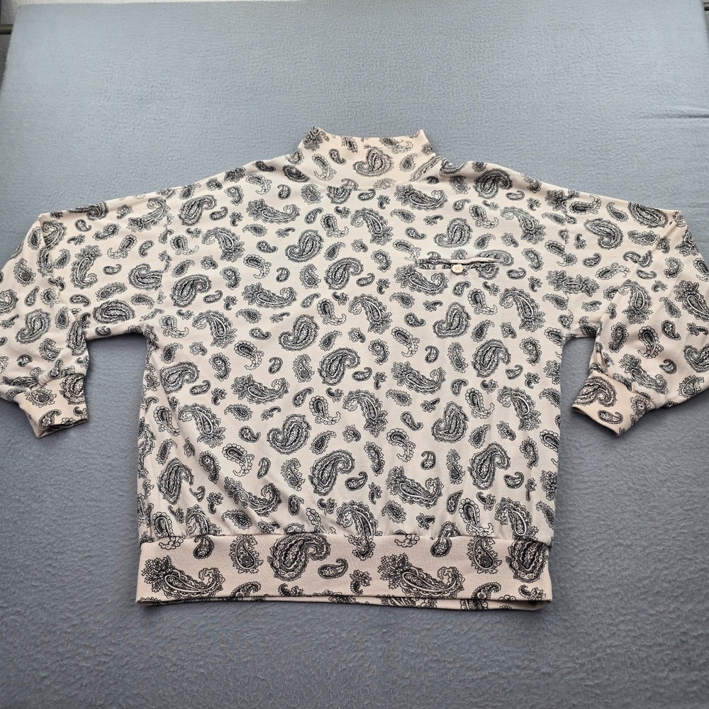 Vintage Essex Junction Sweatshirt Womens Large Beige Paisley Allover Print